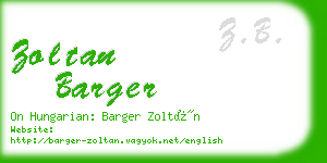 zoltan barger business card